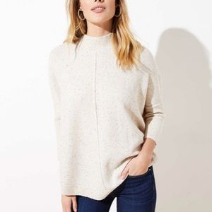 LOFT Flecked Mock Neck Poncho Sweater